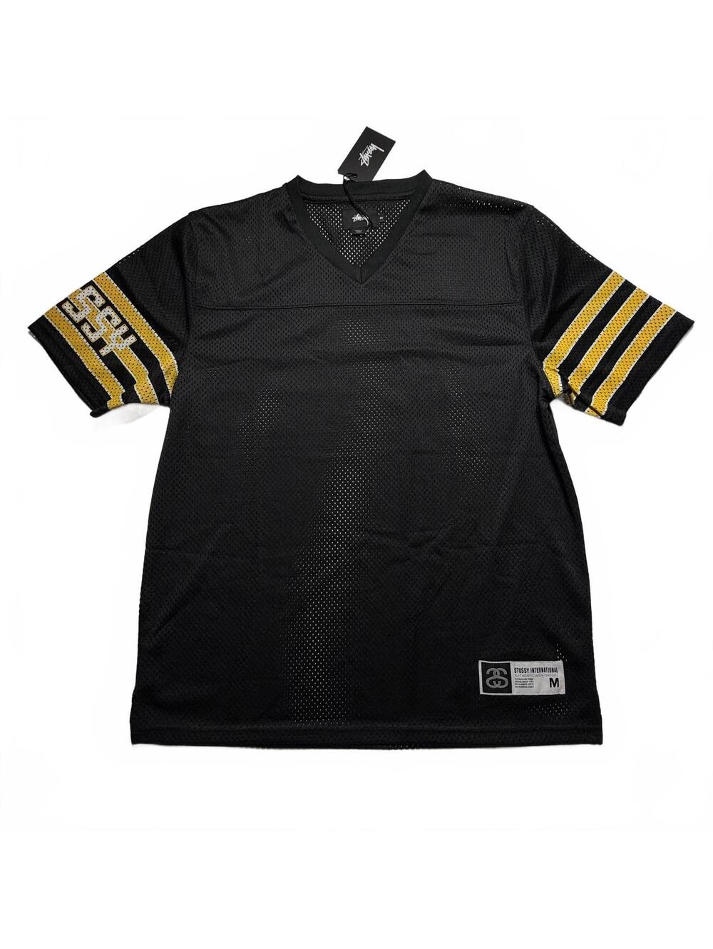 Stussy Sleeve Stripe Football Jersey Black Yellow M NWT